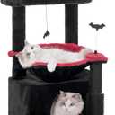 Gothic Cat Tree 32 Inches Small Cat Tree for Large Cats Adult Cat Tower with Scratching Post,15.7Large Hammock and Self Groomer, and Removable Top Perch and Wide Condo for Indoor Cat-Gothic