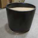 D'vine Dev 14 Inch Ceramic Planter Pot with Drainage Hole and Saucer, Indoor Cylinder Round Planter Pot, Black, 94-O-G-2