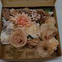 35PCS Champagne Silk Flowers Artificial - Faux Flowers Combo Box Fake Rose, Peonies with Stem for DIY Wedding Cake Arch Bouquets Baby Bridal Shower Centerpieces Party Wall Home Decorations (Yellow, Pink, Champagne, white)