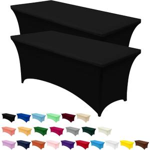 Utopia Kitchen Spandex Tablecloth 2 Pack [6FT, Black] Tight, Fitted, Washable and Wrinkle Resistant Stretch Rectangular Patio Table Cover for Event, Wedding, Banquet & Parties [72Lx30Wx30H Inch]
Visit the Utopia Kitchen Store