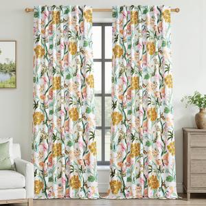 Topfinel Boho Floral 96 Inches Long Curtains for Bedroom Modern Organic Room Darkening Thermal Insulated Soundproof Window Treatments Drapes for Living Room Dining Room Sage Green 2 Panels 8Ft, 52"W x 96"L