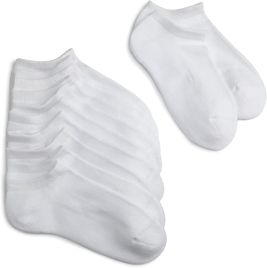 Jefferies Socks Girls' Seamless Sport Half Cushion Low Cut Socks 6 Pack (Small, White)