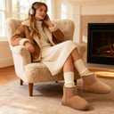 Zizor Women's Cozy Short Bootie Slippers, Winter Warm Hard Bottom House Shoes with Fuzzy Lining (9, Brown)