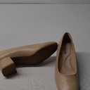 DREAM PAIRS Women's Low Chunky Heels Square Toe Pumps Comfortable Slip On Dress Shoes Wedding Party Office Shoes (8.5, Nude)