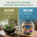 1 Gallon Round Plastic Fish Bowl Set, Crystal Clear Plastic Aquarium for Fish with 5 Decorative Plants and 8.8oz Colorful Stones, Small Fish Tank for Home Decoration