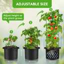 3 Pack Tomato Cage with 10 Gallon Grow Bags, 48" Height Adjustable Tomato Trellis with 65Ft Twist Tie, Heavy Duty Tomato Cages for Garden Flowers Vegetables Climbing Plants