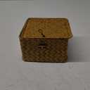 Wicker Shelf Baskets with Lid, Handwoven Seagrass Storage Basket Bins Square Gift Boxes for Shelves Home Decor Organizer (Natural, X-Small)