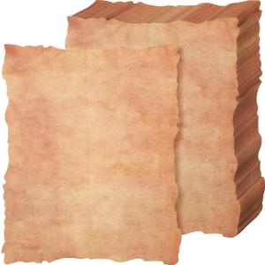 Harloon 100 Pcs Vintage Old Looking Cotton Watercolor Paper Cardstock Blank 200 GSM Thick Antiqued Deckle Edge Virgin Paper for Drawing Writing Printing Invitations Greeting (8.5x11 Inch)