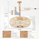 PAZALA 15" Beige Boho Caged Outdoor Ceiling Fan Remote Light | Plug-in,Woven, APP & remote, 6-speed, reversible, 3CCT dimmable, for patio, pergola, porch.