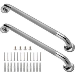 Rockgoya Shower Grab Bar, 2 Pack 24 Inch Bathroom Grab Bar, 304 Stainless Steel 1.25" Diameter Anti-Slip Handicap Grab Bar Support Shower Rail Senior Handrail Shower Safety Bar Handle