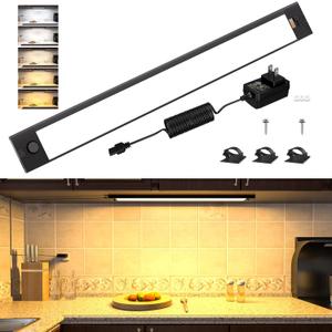 WOBANE Under Cabinet Lighting,16.5 inch Dimmable Counter Lights for Kitchen,Plug in LED Light Bar for Cupboard,Workbench,Shelf, Desk,5 Color Settings from 2700K-6000K,800 LM Super Bright