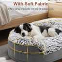 iweepet 3.7 inch Thicken Jumbo Orthopedic Dog Beds for Extra Large Dogs, Fluffy Calming Plush Dog Sofa Bed with Curved Bolster Support, Removable Washable Cover, Waterproof Lining, 48,Grey