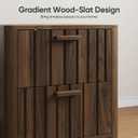 Smart FENDEE Mid Century Modern Nightstand with 2 Drawers, Fluted Design Bedside Table with Storage, Walnut Finish Night Stand for Bedroom, Study Room