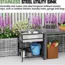 25x22 Inch Stainless Steel Utility Sink-Freestanding Laundry Sink Practicality With Accessories Stainless Functional Faucet,Soap Dispenser, SS Sink Grid For Laundry,Garage,Outdoor Kitchen,Garden...
