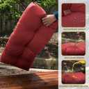 Outdoor Bench Cushion, Blue Shredded Memory Foam, Waterproof Patio Furniture Cushion Fade Resistant Indoor Window Seat Pad 4.5inch Extra Thick with Adjustable Strap 42 x 16 Inch, Burgundy