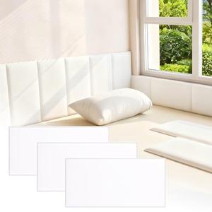 AKOLAFE 6 Pack Anti Collision Wall Padding for Kids Playroom 7.9”x15.7” Self Adhesive Wall Cushion Padding White Upholstered Headboard Stick on Headboard Sticker 3D Wall Panels Peel and Stick for Bed