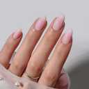 BTArtbox Press On Nails Short - Pink Ombre Almond Press On Nails with Glue for Women, Opaque Soft Gel Glue On Nails in 16 Sizes - 32 Stick On Nails Kit, Love Letter