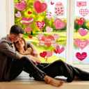 2 x Valentines Day Decorations - Heart Window Clings for Glass | Valentines Decor Indoor Outdoor - Valentine's Day Accessories Party Favors Supplies for Home School Class Office (Red)