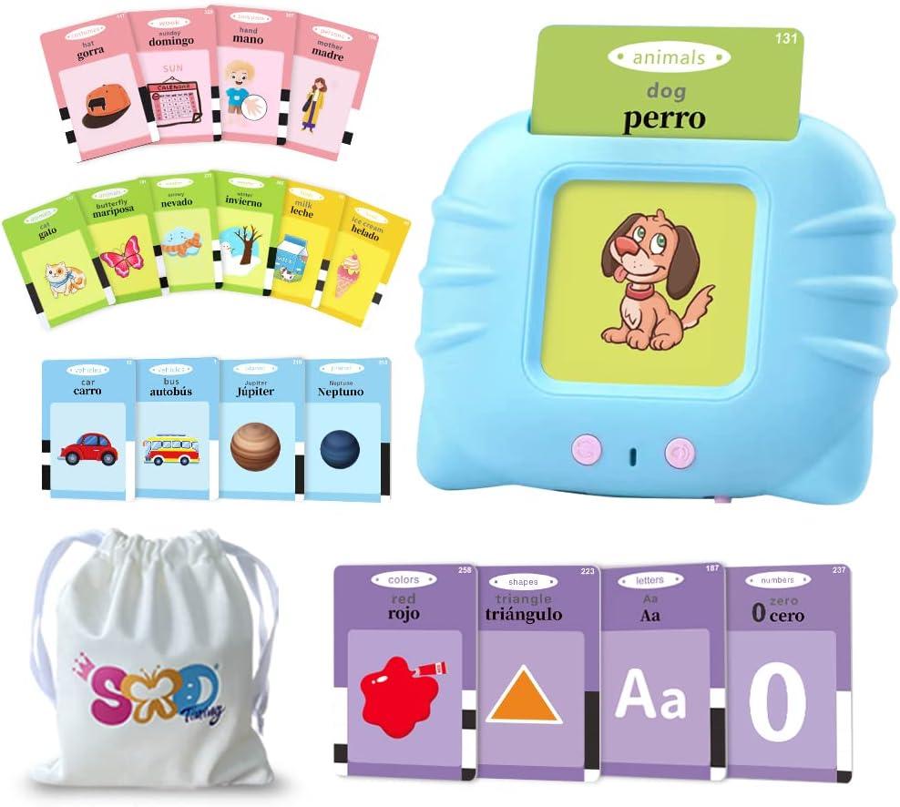 Spanish Flash Cards for Kids, Bilingual Flash Cards for Toddler/Beginning - ABC, Numbers, Colors, Shapes, Español/English Talking for Preschool, Kindergarten, Ages 2+