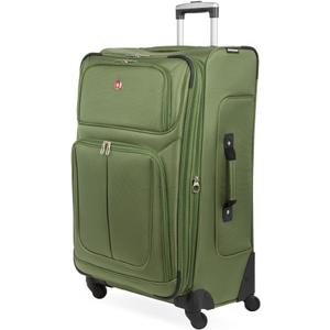 SWISSGEAR Sion Softside Expandable Spinner Luggage Durable Lightweight Travel Suitcase, Evergreen, Checked-Large