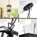 Outdoor Pendant Lights for Porch, 16" 4-Light Large Outdoor Chandelier with Clear Glass, Black Modern Exterior Hanging Porch Light with Long Chain for Gazebo Foyer, OS-OD2601-4HL