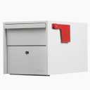 Post Mount Mailbox | White, Small 12 x 12 x 18.5 (HxWxD) Anti-Theft Locking Mailbox with 2 Keys, Modern Mailbox with Flag, Weatherproof Mailboxes for Outside