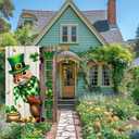 Spring St Patricks Day Garden Flag 12x18inch Double Sided Burlap The Squirrel Lucky Shamrock Garden Flags Happy St. Patrick's Day For Outdoor Yard Patio Lawn Decor,Green Hat with Clovers Gold Coin Pot Welcome Outside Decorations Banner (RMQ88D, 28"X40")