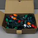 PASUTO 50FT C7 Christmas Lights Outdoor, Multicolor Vintage Christmas Lights String with 50+5 Ceramic Bulbs, Hanging Christmas Light Green Wire for Holiday Party Wedding Christmas Decorations