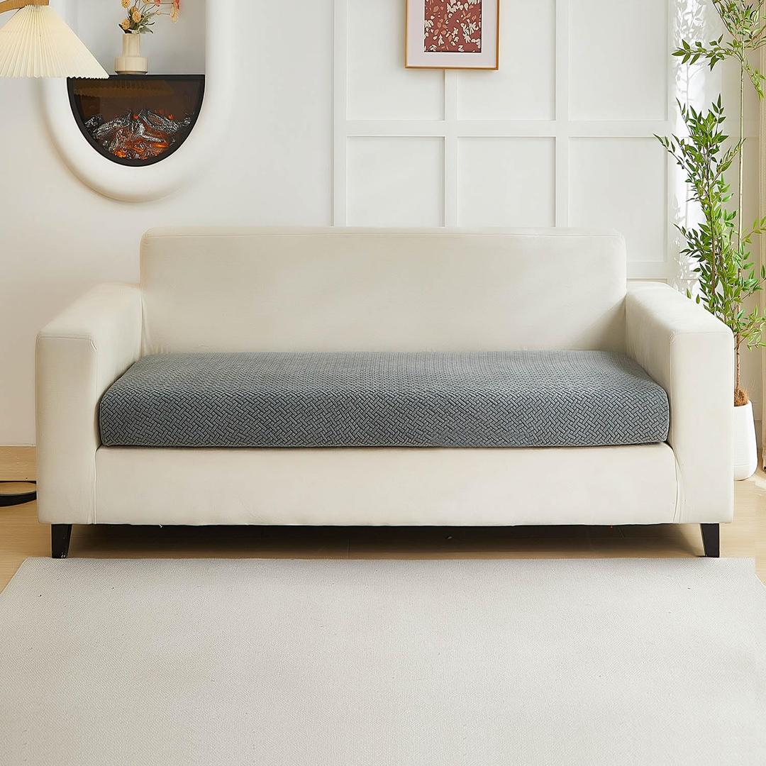 Couch Covers for 2 Cushion Sofa Pet Friendly Couch Cushion Covers Universal Sofa Covers Washable Stretch Slipcovers for Sectional Sofa (Texture Gray,Large Double Seat Cover)