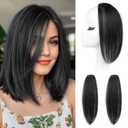 REECHO Clip in Hair Volumizer, 2PCS 12 inch Short Thick Clip in Hairpieces Adding Extra Volume Hair Extensions for Women - Black