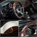 KAFEEK Wood Grain Steering Wheel Cover, Universal 15 inch, Microfiber Leather,Anti-Slip, Odorless