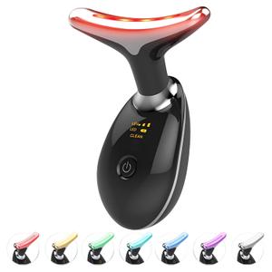 ELISHINE Red Light Therapy for Face and Neck, 7 Color Light Based Face Massager Tool, Portable Skin Care Tool for Firming, Tightening and Lifting (Glossy Black)