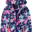 M2C Girls Outdoor Waterproof Floral Fleece Lined Windproof Jacket 6/ 7 Navy