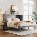 Merax Murphy Bed Queen Size with USB Port and Slide-Out Shelves on Each Side, 2-in-1 Foldable Bed Frame Cabinet Desk for Bedroom Guest Room Living Room (Gray) (Grey)