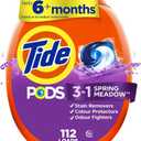 Tide PODS Laundry Detergent Pacs, 3-in-1 Stain Remover, Odor Fighter, Color Protector, 112 Count, HE Compatible, Spring Meadow Scent