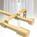 Double Curtain Rods for Windows 30 to 60, 5/8 inch Adjustable Double Curtain Rod, Easy to Install, Suitable for Living Rooms, Bedrooms, Outdoors, Gold