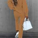 Fixmatti Women's 2 Piece Outfits Long Sleeve Pullover Sweatshirt Jogger Pants Sweatsuit, L