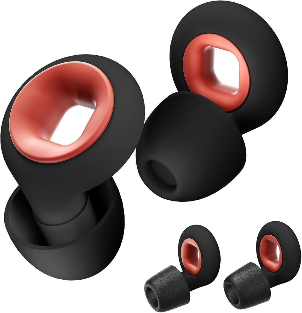 Concert Ear Plugs, 2 Pair BNU High Fidelity Noise Cancelling Earplugs Hearing Protection for Musicians,Festivals,Raves Sleep, 25-33db Noise Reduction 6 Pair Reusable FoamSilicon Tips in S/M/L Black