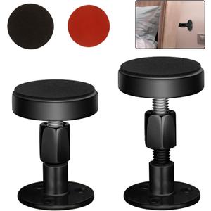 2PCS Black Adjustable Bed Frame Anti-Shake Tool, Headboard Stoppers with Free Furniture Pads and Screws, No More Creaking, Protect The Wall from Banging, Easy to Install (1.1-2.5in)