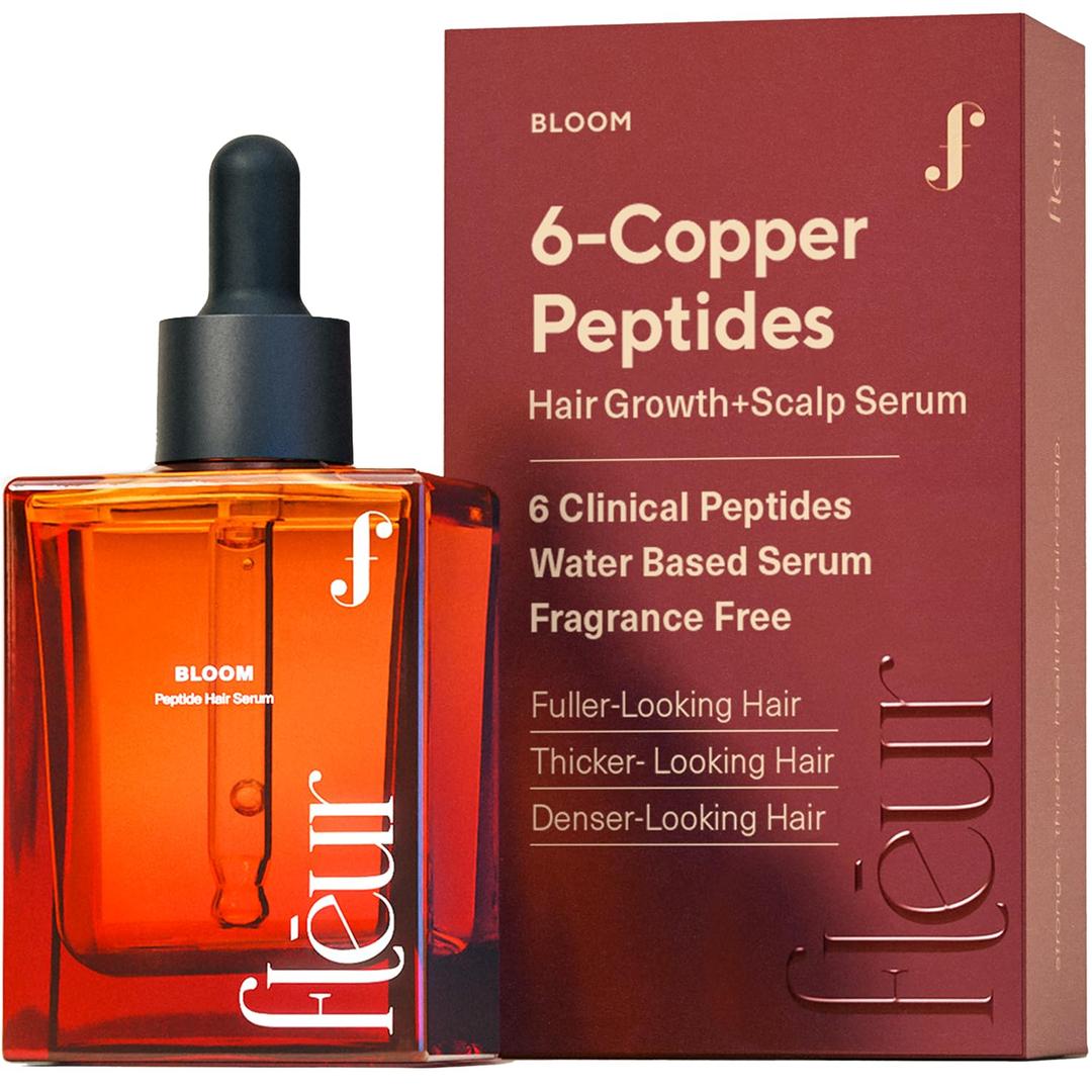 Bloom Clinically Proven Copper GHK-CU Peptide Hair Serum for Hair Growth - Multi Copper Peptides Non-Greasy & Lightweight for Thinning Hair - Promotes Fullness, Reduces Shedding - Made in USA
