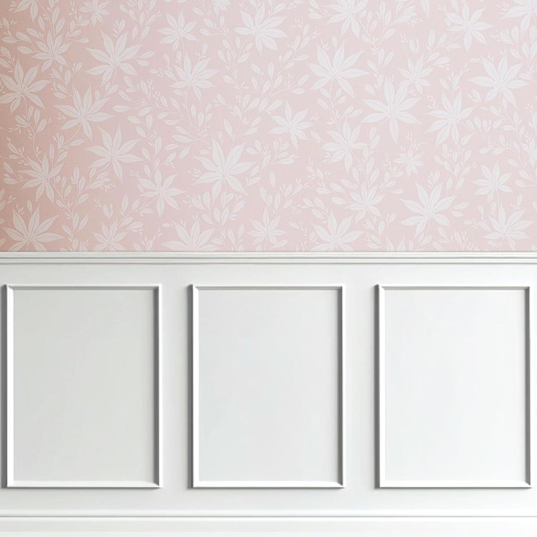 Hungbak 2 Set of 16" x 24" Pre-Cut Accent Wall Molding Trim Kit, Peel and Stick Premade Wainscoting Panels for Interior Decoration, Ready to Assemble Chair Rail Moulding