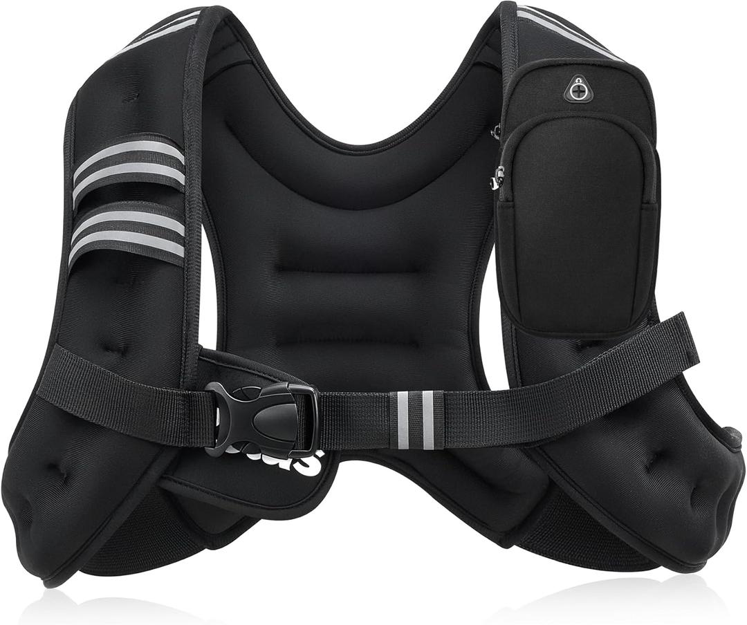 ZELUS Weighted Vest, 6lb/8lb/12lb/16lb/20lb/25lb/30lb Weight Vest with Reflective Stripe for Workout, Strength Training, Running, Fitness, Muscle Building, Weight Loss, Weightlifting (Black)