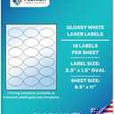 Premium Label Supply Glossy White Oval Sticker Labels  2.5" x 1.5" Oval  (18 per Sheet) (Glossy White for Laser Only, 180 Labels)