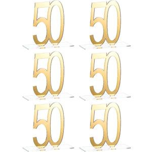 6 Pcs Mirror Gold 50th Birthday Decorations, Acrylic Table Numbers for Men and Women Centerpieces for Anniversary Birthday Party Decor