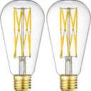 LED Edison Bulb Dimmable 12W 3000K Soft White 1200LM, 100W Equivalent E26 Medium Base, ST64 Vintage LED Bulbs, 360 Degree Beam Angle, Clear Glass, Pack of 2.