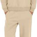 Haloumoning Boys 2 Piece Outfits Sweatsuit Kids Crewneck Sweatshirt and Elastic Waist Sweatpants Set 5-14 Years (Apricot), 11-12Y