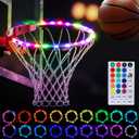 LED Basketball Hoop Light, RGB Remote Control Basketball Rim Lights Accessories, Waterproof Super Bright LED Light to Play Outdoor at Night Training for Outdoor Gifts