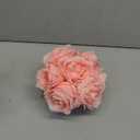 7 Large Stem Rose Artificial Flowers in Vase, Silk Flowers Arrangement in Round Glass Vase Without Water for Home Decor, Wedding Table (Pink)