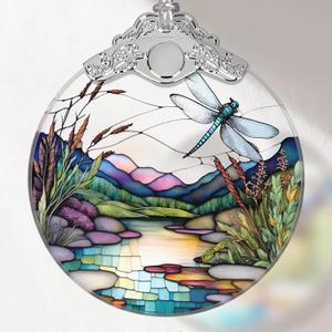 Dragonfly Stained Glass Ornament - Christmas Tree Decor, Gift Exchange Idea