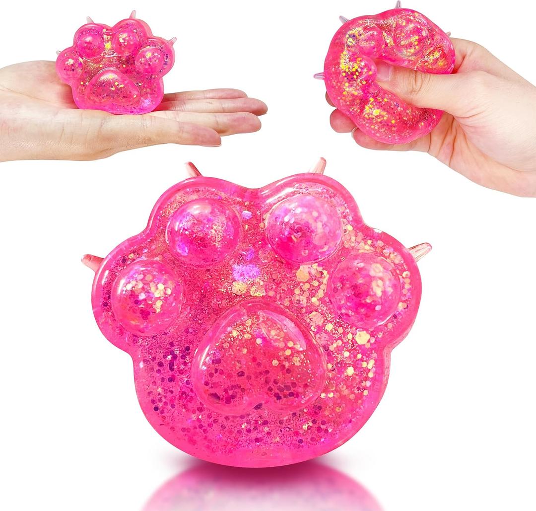 ZTATU Cat Paws Stress Balls for Kids (1PCS) Squishy Fidget Toys Squishy Sugar Ball, Party Favors Squeeze Ball Stress Relief Toy, Sensory Toys for Autistic Children, Goodie Bags Stuffers (Pink)